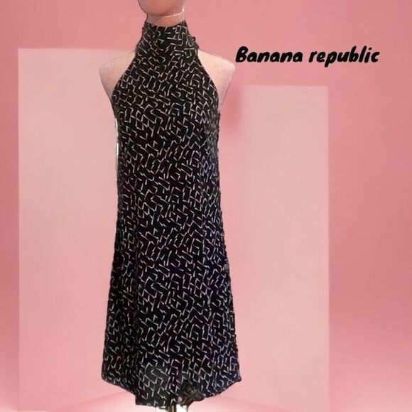 BANANA REPUBLIC FACTORY NWT SLEEVELESS DRESS BLACK WHITE SIZE 0 - Picture 2 of 10